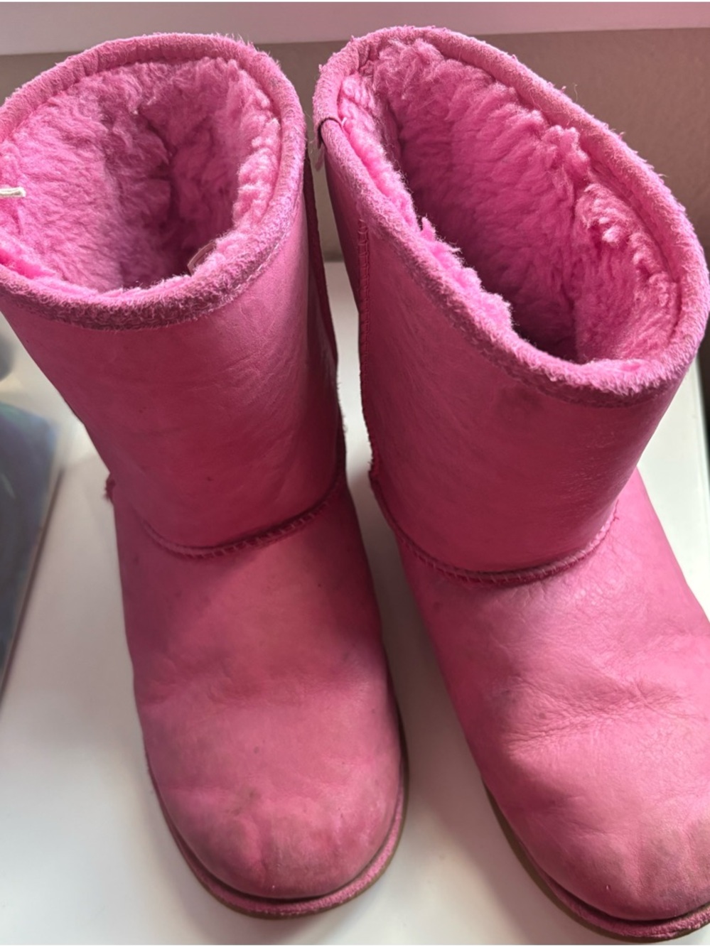 UGG Pink Plush Lined Slippers